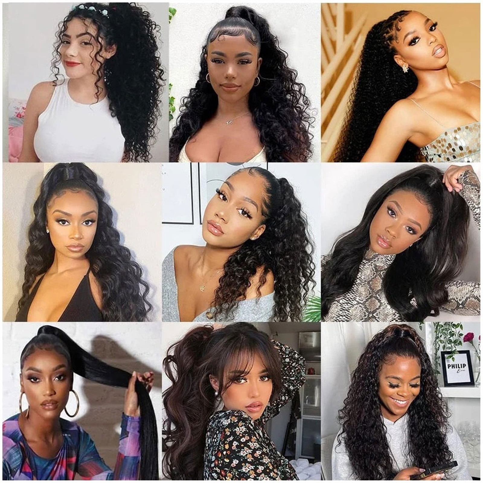 Virgin Hair Weave Brazilian Hair Extensions 100G/Set long 26Inch Body Wave Drawstring Ponytail Human Hair Ponytail For Women