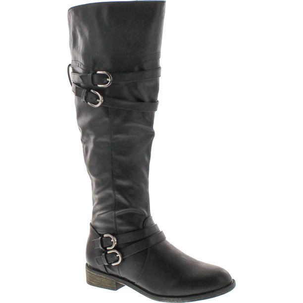 Top Moda Top Moda Womens Fay42 Over The Knee Buckle Riding Boots