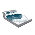 thumbnail image 2 of Ambesonne Ocean Fitted Sheet & Pillow Sham Set, Whale and Stars Old Ship, Queen, Teal White, 2 of 2