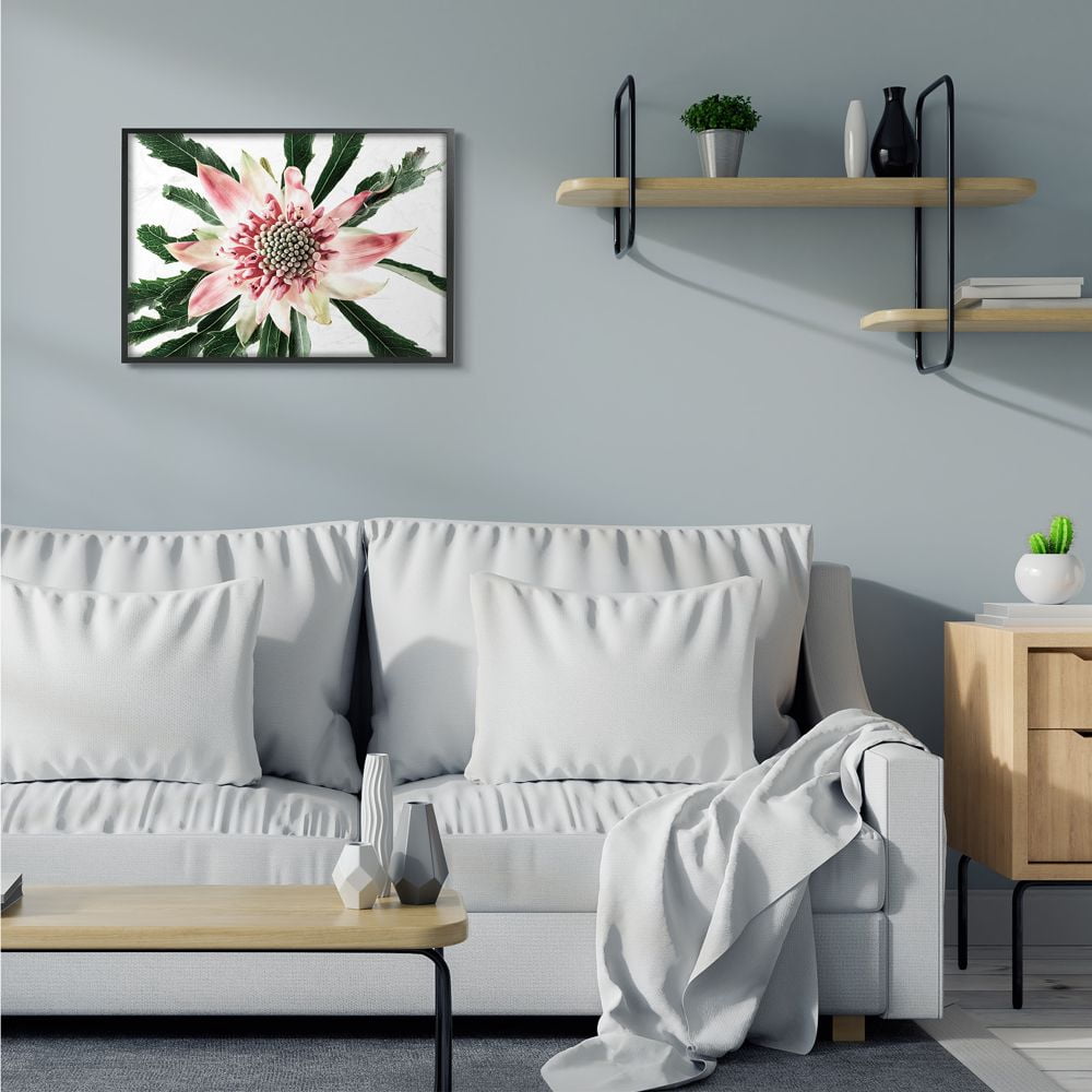 Stupell Industries Bright Close Up Flower Anther Pink White Photograph Framed Wall Art Design by Elise Catterall, 24" x 30", Black Framed