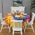 thumbnail image 2 of Colorful Rainbow Tie Dye Spiral Pattern Round Tablecloth 60"x60",Wrinkle Wipeable Table Cloth for Kitchen Dining Room Picnic Patio Party, 2 of 6