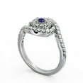 thumbnail image 2 of 0.70 Ct Floral Halo Round Cut Blue Sapphire Natural Diamond Beautiful Ring for Women 14K White Gold Size 5, 2 of 7