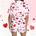 thumbnail image 6 of Jalioing Pajama Set for Women 2 Piece Heart Print Short Sleeve Button Down Shirt and Pajama Shorts Set Comfy Loungewear Set, 6 of 8