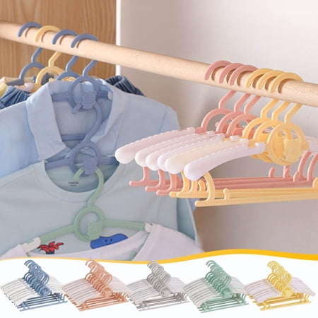 Outoloxit 10Pcs Adjustable Non-Slip Infant Hangers for Baby and Toddler Clothes with Buckles Telescopic Design for Kids 0-18 Years
