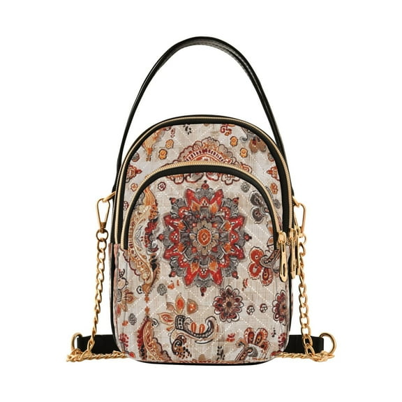 ALAZA Chain Crossbody Bags for Women Ethnic Bohemian Mandala Paisley Rustic Shoulder Handbag Phone Purse