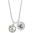 thumbnail image 1 of Delight Jewelry Two-tone Large Peace Sign with Daisy and Crystal Silvertone Script Initial Disc - C - Charm Necklace, 20"+3", 1 of 4
