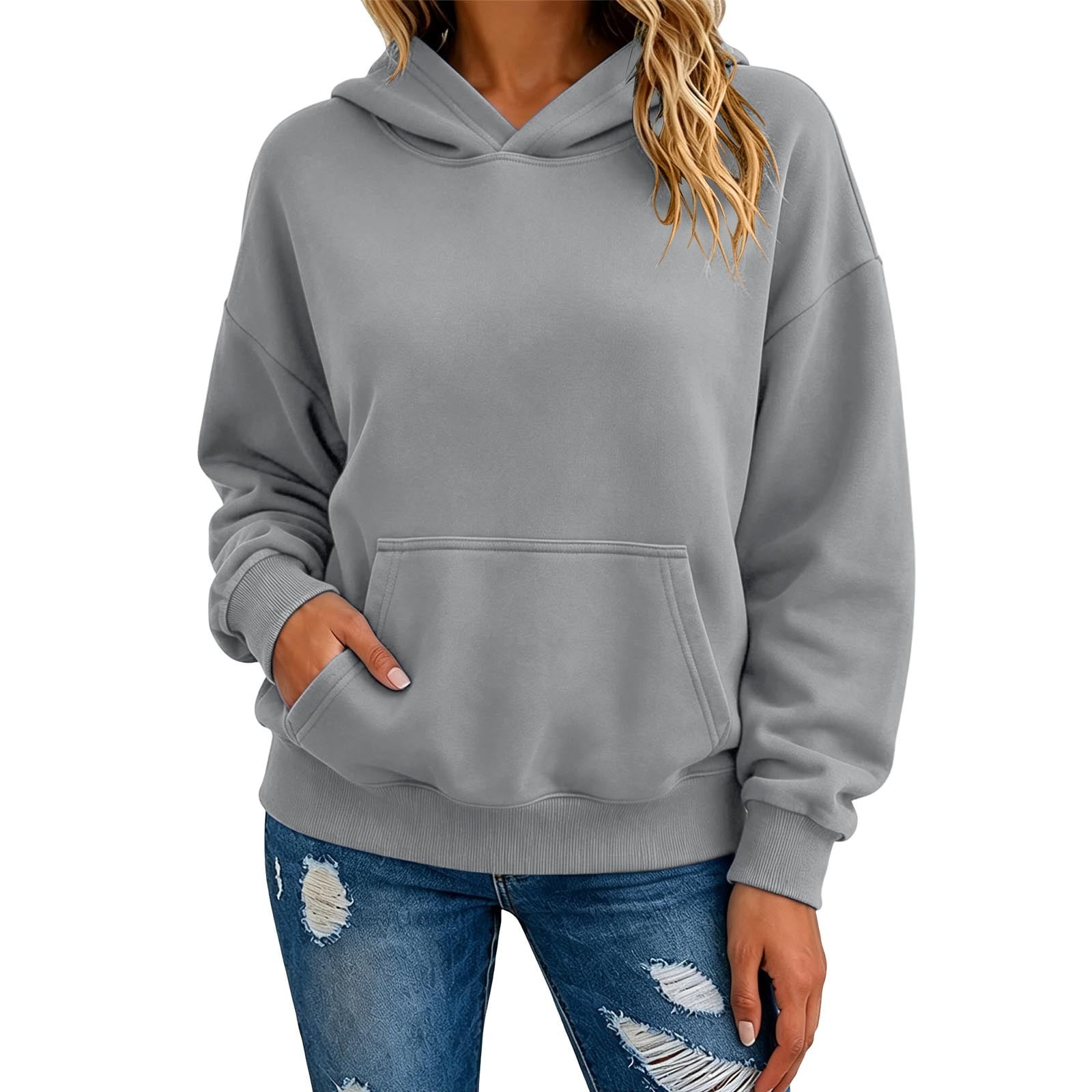 Vrorvz Womens Hoodies Sweatshirt Long Sleeve Oversized Top Casual Soft Pullover Tops Ladies Fleece Sweatshirts