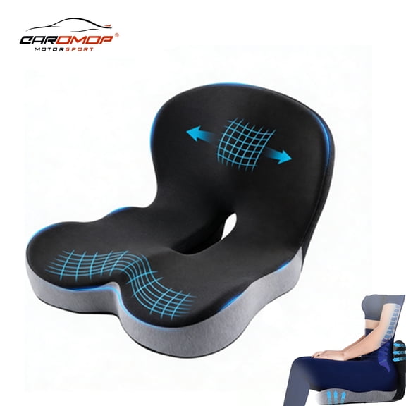 Seat Cushion with Back Support Memory Foam Pads for Truck Driver Office Chair Cushion Home Chair Cushion Car Non Slip Pad for Office Workers Car Drivers (Dark Grey)