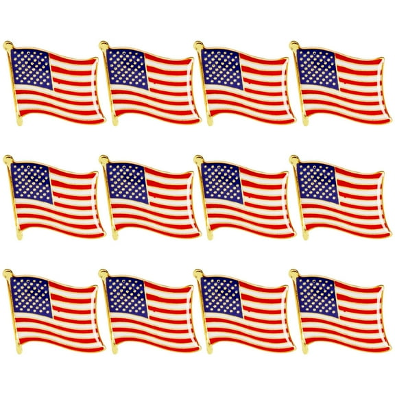 American Flag Lapel Pins (USA, Bulk, 12 Pack)