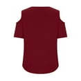 thumbnail image 5 of Womens Cold Shoulder Tops Summer Loose Casual V-NeckShort Sleeve Tunic Tee Blouses Solid Lightweight T-Shirts Tops, 5 of 7
