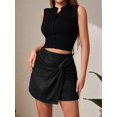 thumbnail image 4 of Faux Suede Mini Skirt Fall Winter Bodycon Short Suede Mini Skort for Women Black S, 4 of 9