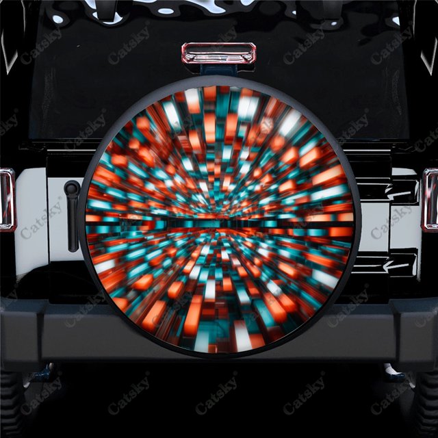 Wormhole Tunnel Science Fiction Pattern Polyester Universal Spare Wheel Tire Cover Wheel Covers for Trailer RV SUV Truck Camper