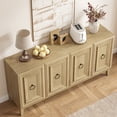 thumbnail image 3 of SwedhausWooden Buffet Sideboard Cabinet with 4 Raised-Panel Doors, Adjustable Shelves, and Circular Metal Handles, Mid-Century Modern Accent Storage Console Table for Kitchen, Dining Room, Living Roo, 3 of 9