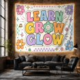 thumbnail image 6 of Learn Grow Glow Text on Off-White Background with Retro Daisies, Whimsical Retro for Teachers, Inspirational Flower Art, Back to School Gift, Tapestry Wall Hanging for Classroom and Dorm, 6 of 7