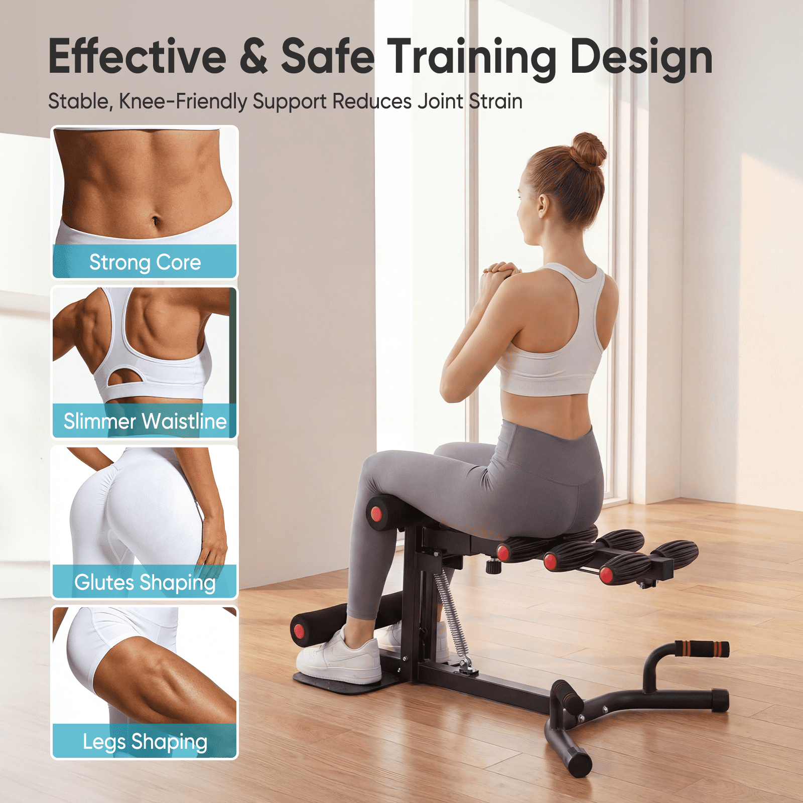 EDX Deep Squat Machine for Women, Adjustable Glutes Trainer, Core & Leg Workout Equipment with Push Up Board for Home Gym