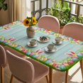 thumbnail image 3 of Easter Table Cloths for 5 Foot Rectangle Tables, Spring Rabbit Ears Colorful Eggs Wooden Grian Patio Waterproof Elastic Fitted Tablecloths, Washable Rectangular Table Cover for Camping, 3 of 8