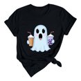 thumbnail image 5 of HOMBOM Womens Summer T Shirts Crewneck Party Breathable Fall Festive Short Sleeve Black Pullover for Women Polyester Shirts,XL, 5 of 5