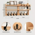 thumbnail image 2 of Coat Rack Wall Mount with Shelf, Pine Two-Tier Wall Shelf Mounted Coat and Key Hanger with 7 Heavy Duty Hooks 4 Key Hooks, Entryway Key Holder with Mail Holder for Bedroom,Living Room (Wood), 2 of 14