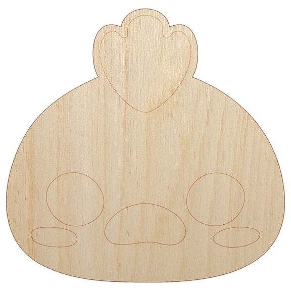 Charming Kawaii Chibi Chicken Face Blushing Cheeks Farm Eggs Wood Shape Unfinished Piece Cutout Craft DIY Projects - 6.25 Inch Size - 1/4 Inch Thick