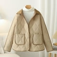 thumbnail image 2 of Women's Winter Coats Sevevn Women Warm Quilted Jackets Lapel Button Long Sleeve Puffer Jacket Coats With Pockets, 2 of 9