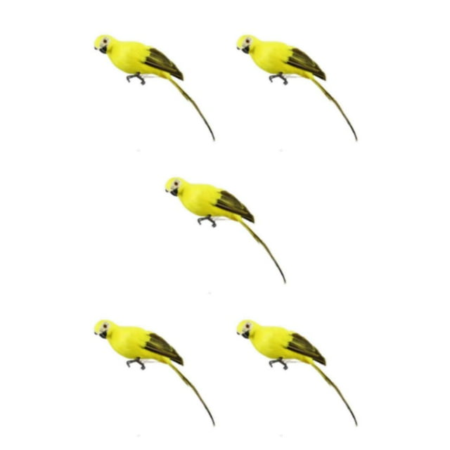 Baohd Statue de Perroquet Simulation pour Fête Maison Arbre Cour Mur Patio Pelouse Jaune 25x7cm 5Set