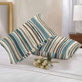 thumbnail image 3 of Boho Vertical Stripe Outdoor Pillow Covers Pack of 2 Green Beige Simple Lines Waterproof Throw Pillow Covers Decorative Cushion Cases for Patio Garden Tent Balcony Couch 20x12 inch, 3 of 8