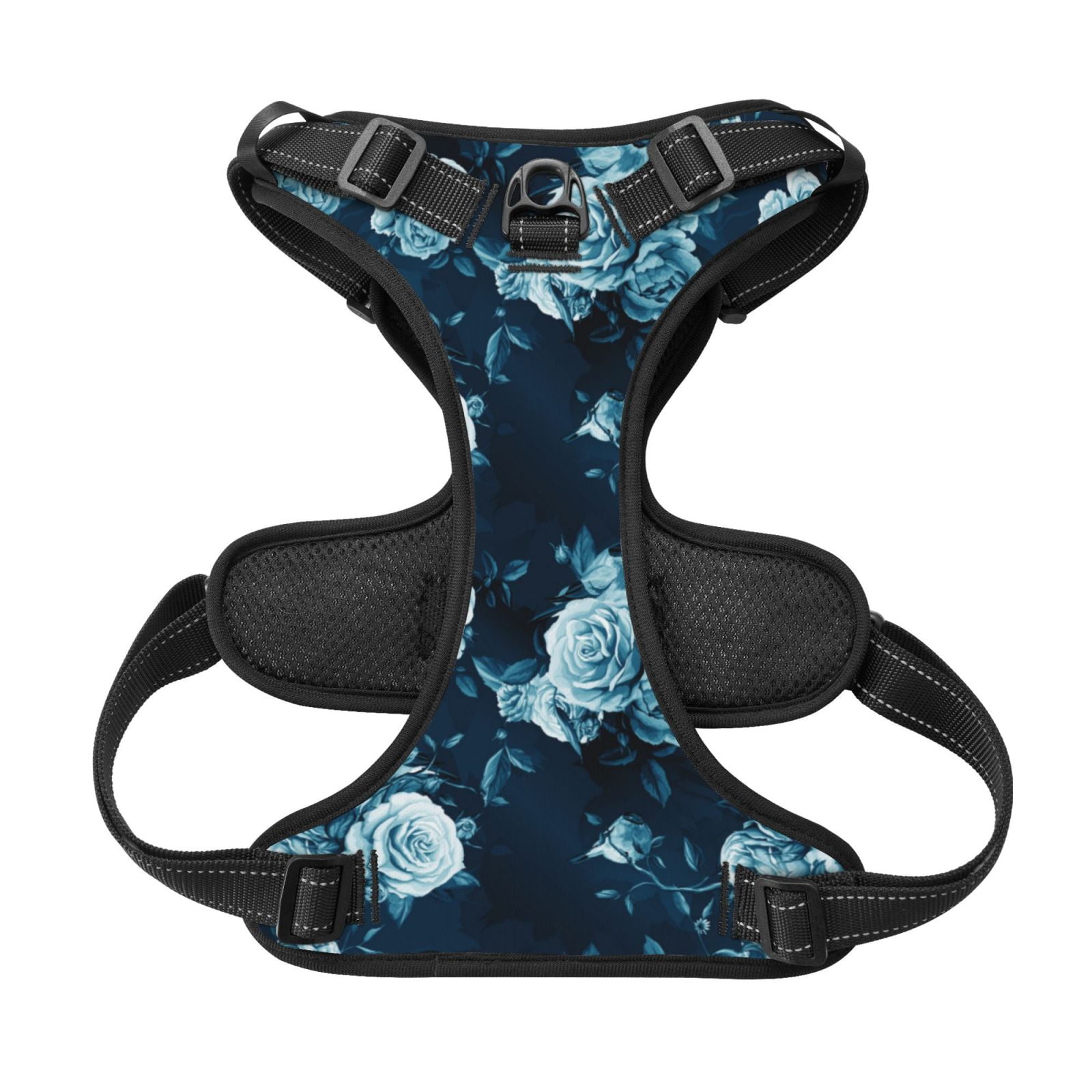 Kdxio Ink Rose Print No Pull Dog Harness Adjustable Reflective Oxford Easy Control Medium Large Dog Harness for Training and Everyday-Medium