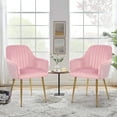 thumbnail image 2 of Modern Living Dining Room Accent Arm Chairs Set of 2, Velvet Upholstered Leisure Chair with Golden Legs, Pink, 2 of 8