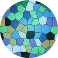 thumbnail image 1 of Ahgly Company Tapis Rond Lavable en Machine Intérieur Transitionnel Turquoise Vert, 7 Pieds Rond, 1 of 7