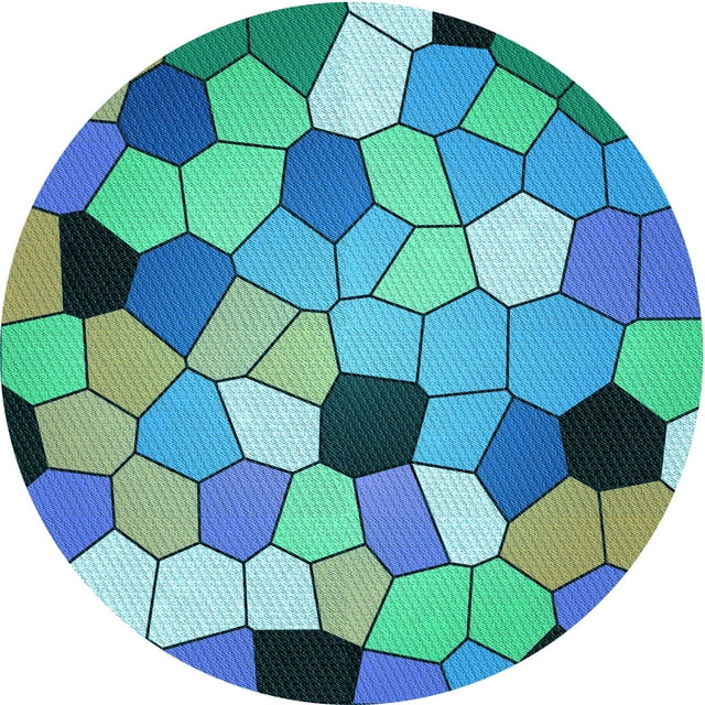 Ahgly Company Tapis Rond Lavable en Machine Intérieur Transitionnel Turquoise Vert, 7 Pieds Rond