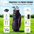 thumbnail image 4 of VEVOR Golf Cart Bag with 14 Way Organizer Divider Top, 36” 13 Pockets Premium Cart Bag, Durable Golf Bags with Handles & Dust Cover & Detachable Straps for Men & Women, Black & Orange, 4 of 9