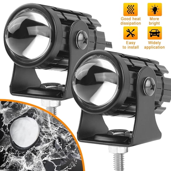2 Packs Motorcycle Driving Lights Mini Led Headlights Fog Lights 3000K/6000K Super Bright Yellow White Dual Color Hi/Lo Beam Aux Spotlight for Motorcycle Truck Atv Suv Car Yacht