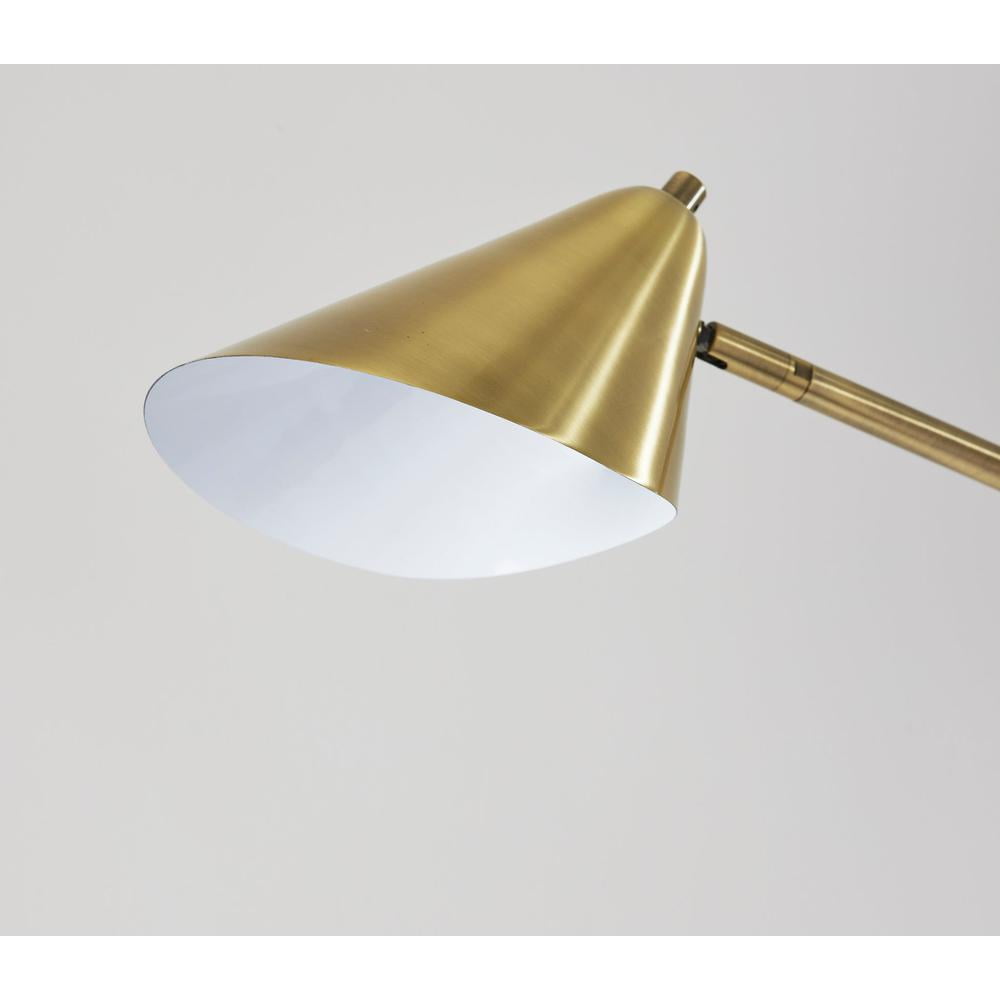 Adesso Hawthorne Floor Lamp, Antique Brass, Electronic, Metal Shade