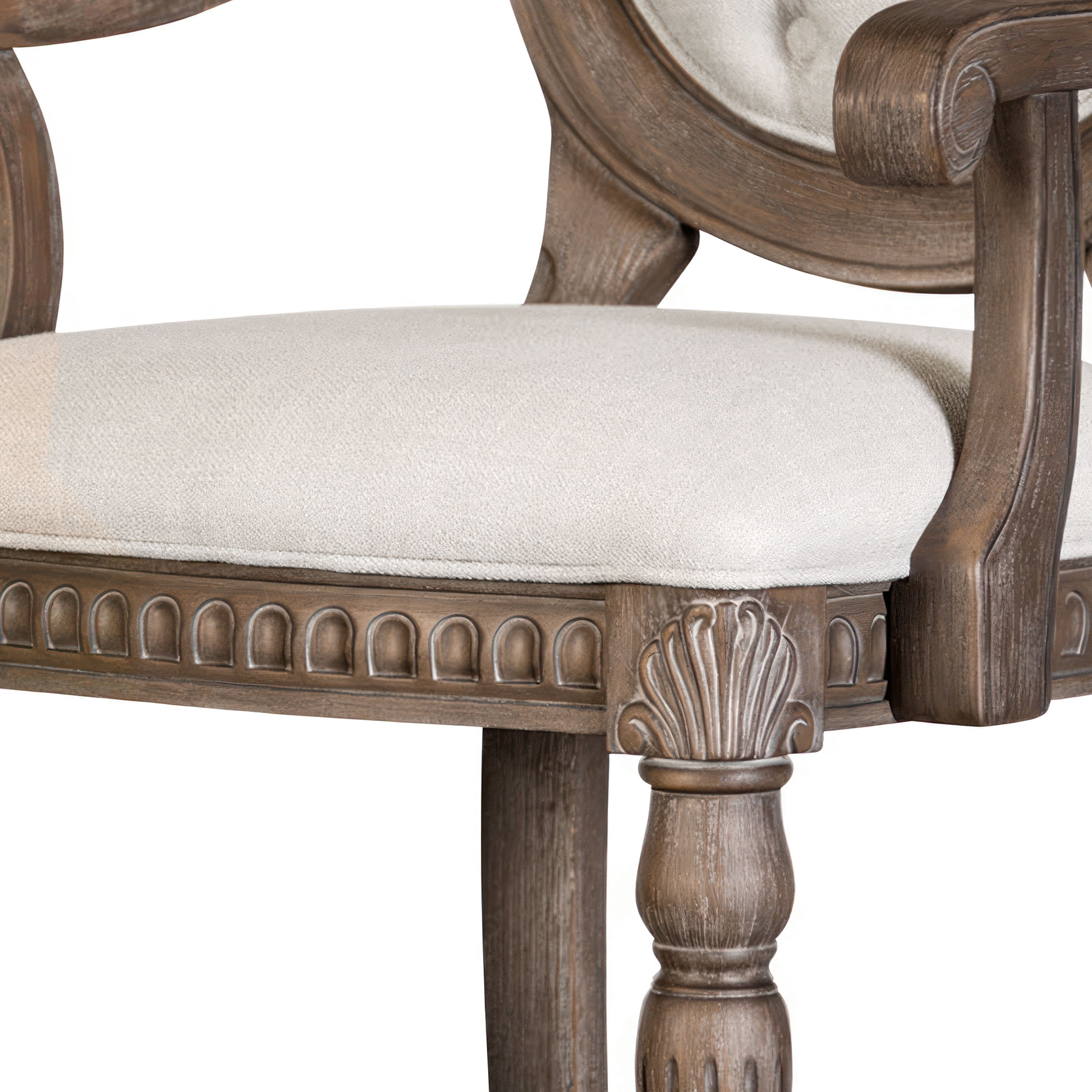 Furniture of America Feyric Rustic Solid Wood Indoor Arm Chairs, Weathered Oak (Set of 2)