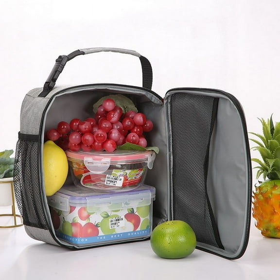 VOAVEKE Lunch Box For Women,Lunch Box For Men, Insulated Lunch Box Tote Reusable Thick Business Cooler Lunch Bag Gray