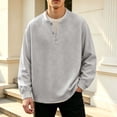 thumbnail image 2 of Mens Half Button Textured Sweaters, Lightweight Stretch Pullovers, Textured Long Sleeve Ribbed Cuffs Casual Tops Winter Gray M-3XL by Zenithor, 2 of 7