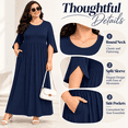 thumbnail image 3 of WUJINXIA Women's Plus Size Dresses 1X to 5X Crewneck Ruffle 3/4 Sleeve Casual Maxi Dress, 3 of 5