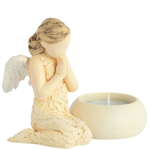 More Than Words Light of Life (Angel) Figurine & Tealight Holder by Arora Design Ltd, Yellow