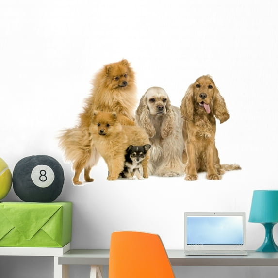 Group Dog Wall Decal Sticker, Wallmonkeys Peel & Stick Vinyl Graphic (36 in W x 25 in H)