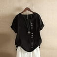 thumbnail image 1 of Xuyuer Top Womens Shirt Casual Blouse Loose Button Linen Plus Size Sheer Pullover Daily Boho Tunic T-Shirt Tops Summer Round Neck Casual Dressy Blouses Casual Jacquard Boho Blouse, 1 of 4