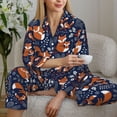 thumbnail image 6 of Honeii Cute Foxes print Women's Pajama Sets Long Sleeve Button Down Sleepwear Nightwear Soft Pjs Lounge Sets-, 6 of 7