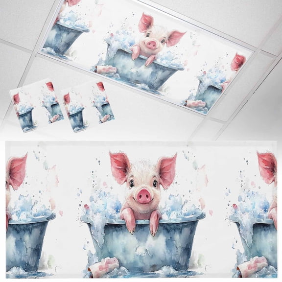 2 Pack Pig Taking Fluorescent Light Covers for Ceiling Lights A Bath Magnetic Ceiling Light Covers Overhead Light Filters for Office Classroom Home