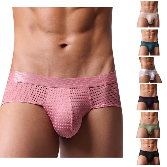 HVOBTTY Mens Fashion Comfty Briefs, Everyday Comfortable Briefs for Men, Men's Casual Solid Color Mesh Breathable Comfortable Low Waist Wide Waistband Briefs White, XXL