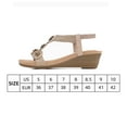 thumbnail image 2 of LANREMON Sandals for Women Summer Wedge Elastic Ankle Strap Sandals Open Toe Casual Bohemia Beach Shoes Champagne 10, 2 of 7