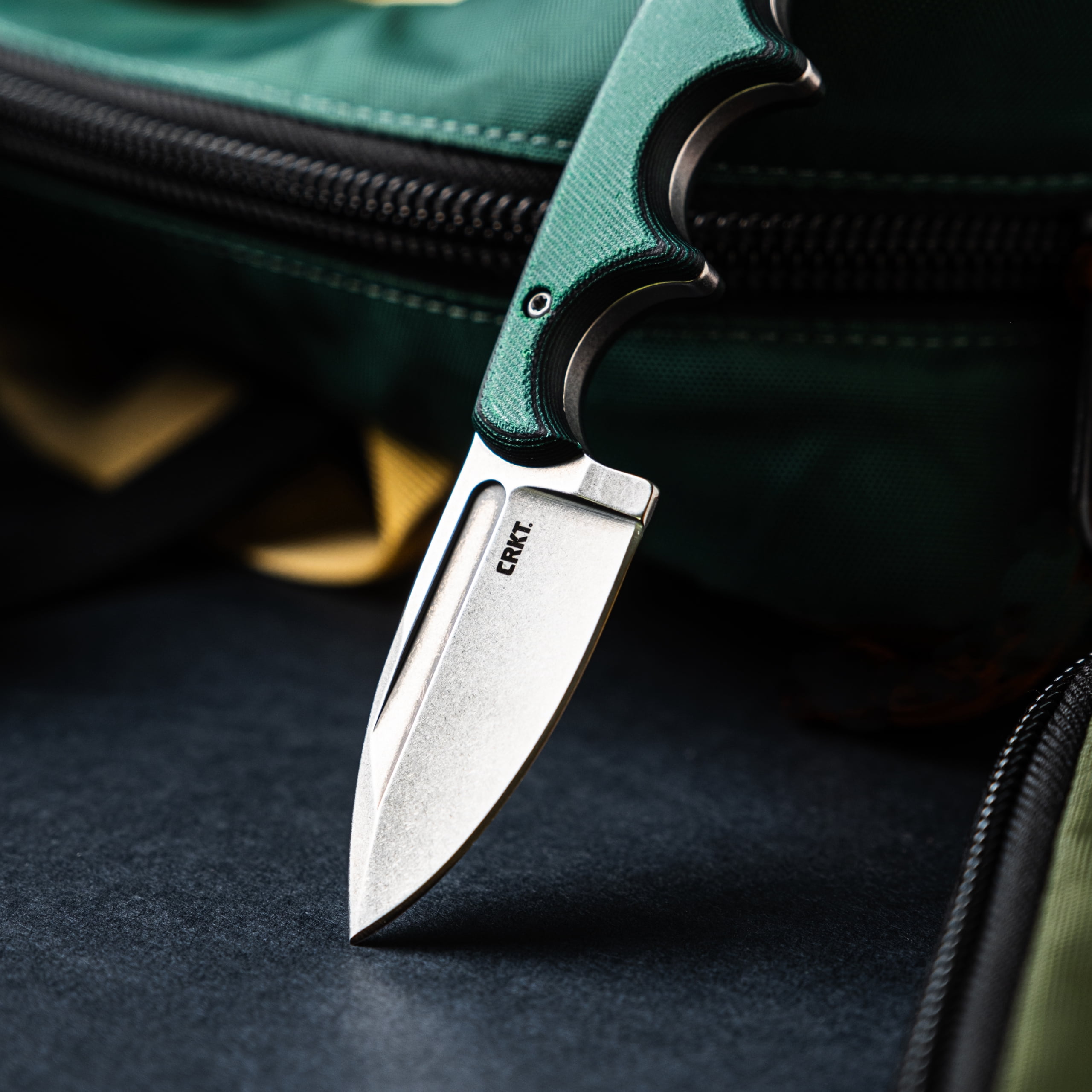 CRKT Minimalist Spear Point Outdoor Survival Fixed Blade Knife with Sheath: Stainless Steel Plain Edge Blade, Micarta Handle, 2396