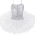 thumbnail image 2 of LYHaoo Kids Girls Sequins Camisole Ballet Dance Dress Tutu Skirted Leotard Ballerina Dancewear Girls Tshirts Sizes 5-6 Years White, 2 of 4