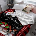 thumbnail image 3 of JOY Christmas Throw Flannel Blanket 50x80In Snowman Snowflake Red Black Plaid Super Soft Cozy Bed Blanket, Lightweight Plush Fuzzy Bed Throw for Bedroom Sofa Couch Living Room, 3 of 4