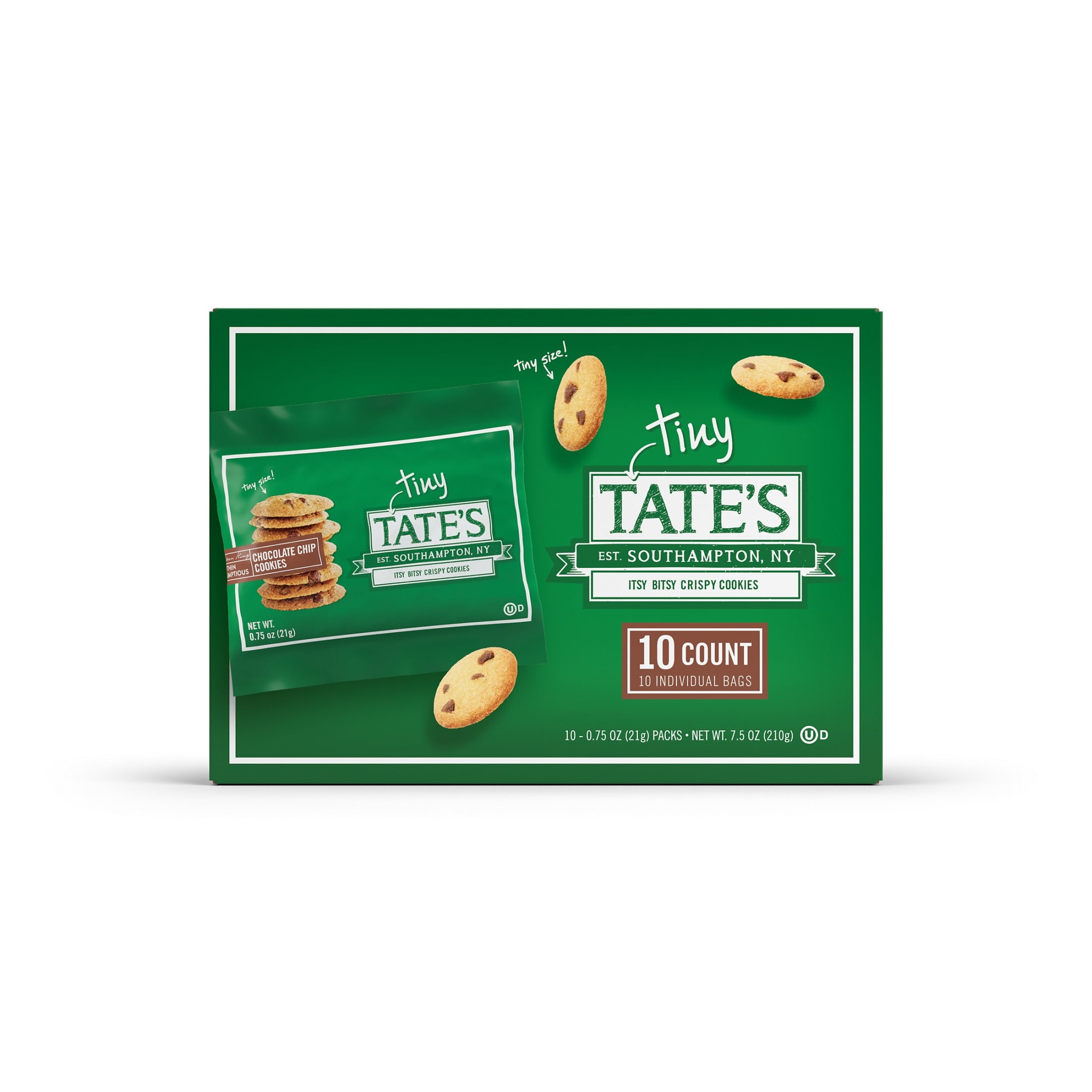 (2 pack) Tate's Bake Shop Tiny Chocolate Chip Cookies, 10 Snack Packs
