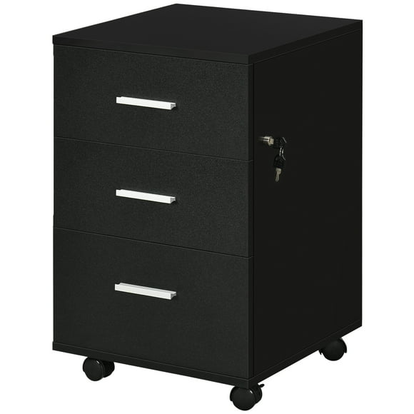 Vinsetto 3 Drawer File Cabinet with Lock and Wheels Mobile Filing Cabinet