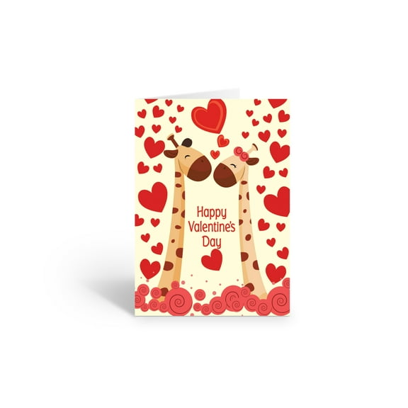 Cute Giraffes Valentine's Day Boxed Note Cards - 10 Notecards and Envelopes B143